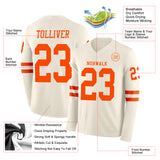 Custom Cream Orange Long Sleeve Authentic Football Jersey