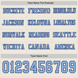Custom Cream Light Blue-Navy Long Sleeve Authentic Football Jersey
