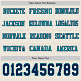 Custom Cream Navy-Teal Long Sleeve Authentic Football Jersey