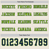 Custom Cream Navy-Neon Green Long Sleeve Authentic Football Jersey