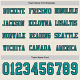 Custom Cream Teal-Black Long Sleeve Authentic Football Jersey