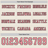 Custom Cream Medium Pink-Black Long Sleeve Authentic Football Jersey