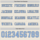 Custom Cream Light Blue-Steel Gray Long Sleeve Authentic Football Jersey