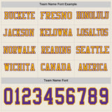 Custom Cream Purple-Gold Long Sleeve Authentic Football Jersey