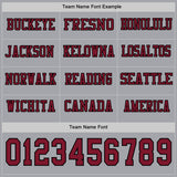 Custom Gray Crimson-Black Long Sleeve Authentic Football Jersey