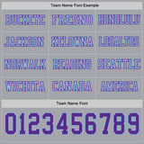 Custom Gray Purple-Light Blue Long Sleeve Authentic Football Jersey