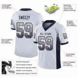 Custom White Navy-Old Gold Drift Fashion Football Jersey
