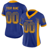 Custom Royal Gold-Navy Drift Fashion Football Jersey