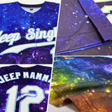 Custom Galactic Pattern White-Light Blue 3D Authentic Baseball Jersey