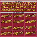 Custom Maroon Navy-Gold Mesh Authentic Throwback Baseball Jersey