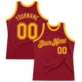 Custom Maroon Gold Authentic Throwback Basketball Jersey