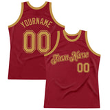 Custom Maroon Old Gold Authentic Throwback Basketball Jersey