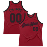 Custom Maroon Black Authentic Throwback Basketball Jersey