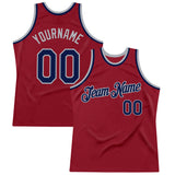 Custom Maroon Navy-Gray Authentic Throwback Basketball Jersey