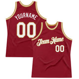 Custom Maroon White-Old Gold Authentic Throwback Basketball Jersey