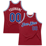 Custom Maroon Royal-White Authentic Throwback Basketball Jersey