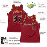 Custom Maroon Navy-Old Gold Authentic Throwback Basketball Jersey