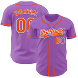 Custom Medium Purple Orange-White Authentic Baseball Jersey