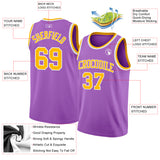 Custom Medium Purple Gold-White Authentic Basketball Jersey