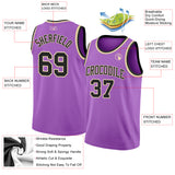 Custom Medium Purple Black-Cream Authentic Basketball Jersey
