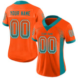 Custom Orange Aqua-White Drift Fashion Football Jersey