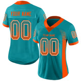 Custom Aqua Orange-White Drift Fashion Football Jersey