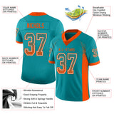 Custom Aqua Orange-White Drift Fashion Football Jersey