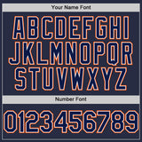 Custom Navy White-Orange Mesh Authentic Throwback Baseball Jersey