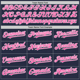 Custom Navy Pink-White Mesh Authentic Throwback Baseball Jersey
