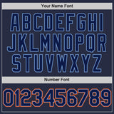 Custom Navy Powder Blue-Orange Mesh Authentic Throwback Baseball Jersey