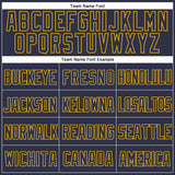 Custom Navy Gold Mesh Authentic Throwback Baseball Jersey