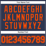 Custom Stitched Navy Orange Sports Pullover Sweatshirt Hoodie