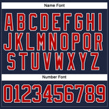 Custom Navy Red-White Hockey Lace Neck Jersey