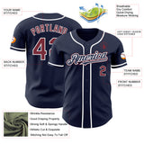 Custom Navy Burgundy-White Authentic Baseball Jersey