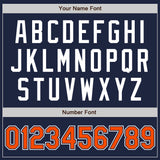 Custom Navy Orange-White Authentic Baseball Jersey