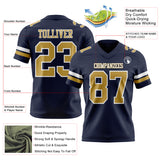 Custom Navy Old Gold-White Authentic Football Jersey