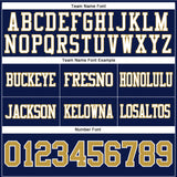 Custom Navy Old Gold-White Authentic Football Jersey