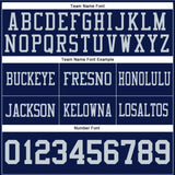 Custom Navy Silver Authentic Football Jersey