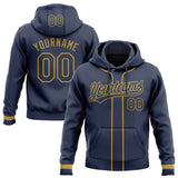 Custom Stitched Navy Old Gold Baseball Pullover Sweatshirt Hoodie