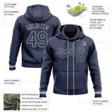 Custom Stitched Navy Gray Baseball Pullover Sweatshirt Hoodie
