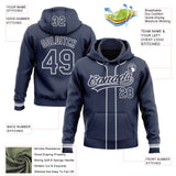 Custom Stitched Navy White-Gray Baseball Pullover Sweatshirt Hoodie