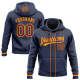 Custom Stitched Navy Maroon-Gold Baseball Pullover Sweatshirt Hoodie