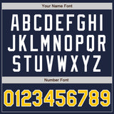 Custom Navy Yellow-White Authentic Baseball Jersey