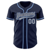 Custom Navy Gray-Light Blue Authentic Baseball Jersey