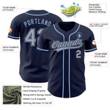 Custom Navy Gray-Light Blue Authentic Baseball Jersey