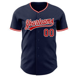 Custom Navy Red-White Authentic Baseball Jersey
