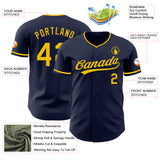 Custom Navy Yellow Authentic Baseball Jersey