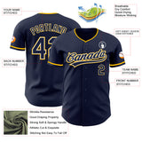 Custom Navy White-Gold Authentic Baseball Jersey