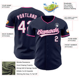 Custom Navy White-Pink Authentic Baseball Jersey