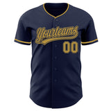 Custom Navy Old Gold Authentic Baseball Jersey